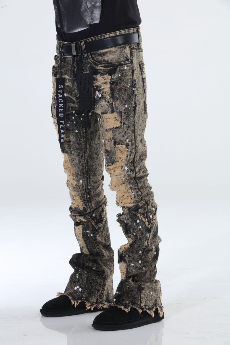 Stylo Jeans - Paint Splatter Distressed Stack