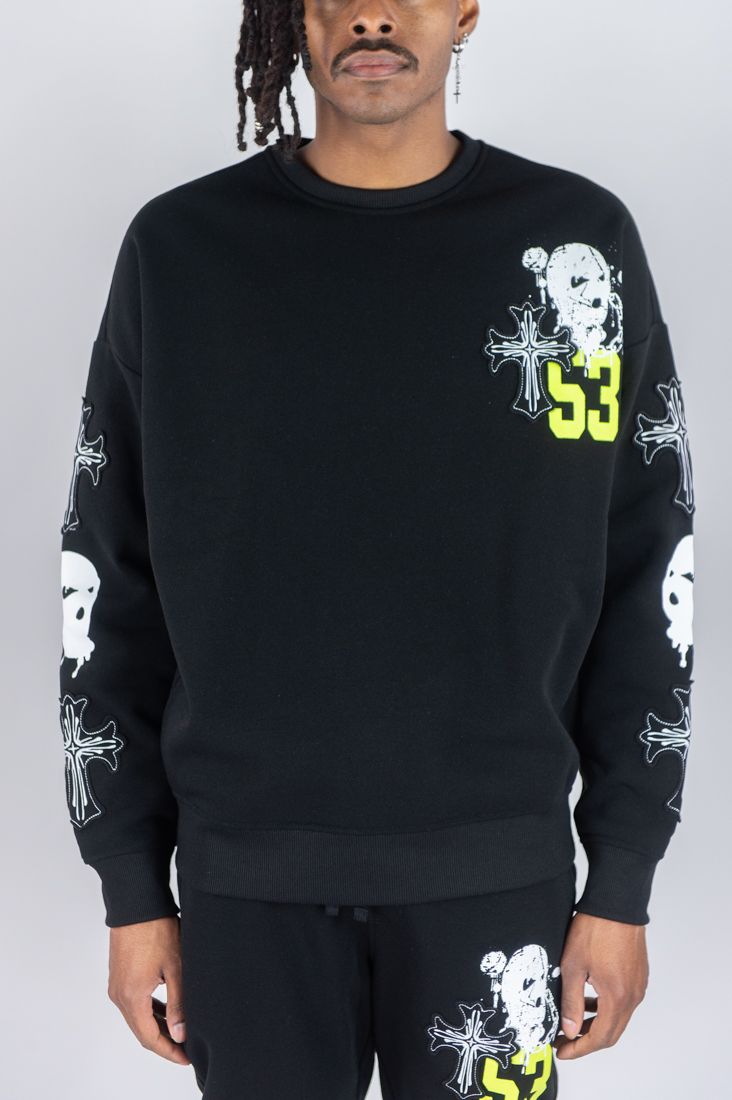 REBEL MINDS -MASK 53 FLEECE CREWNECK (152-319)