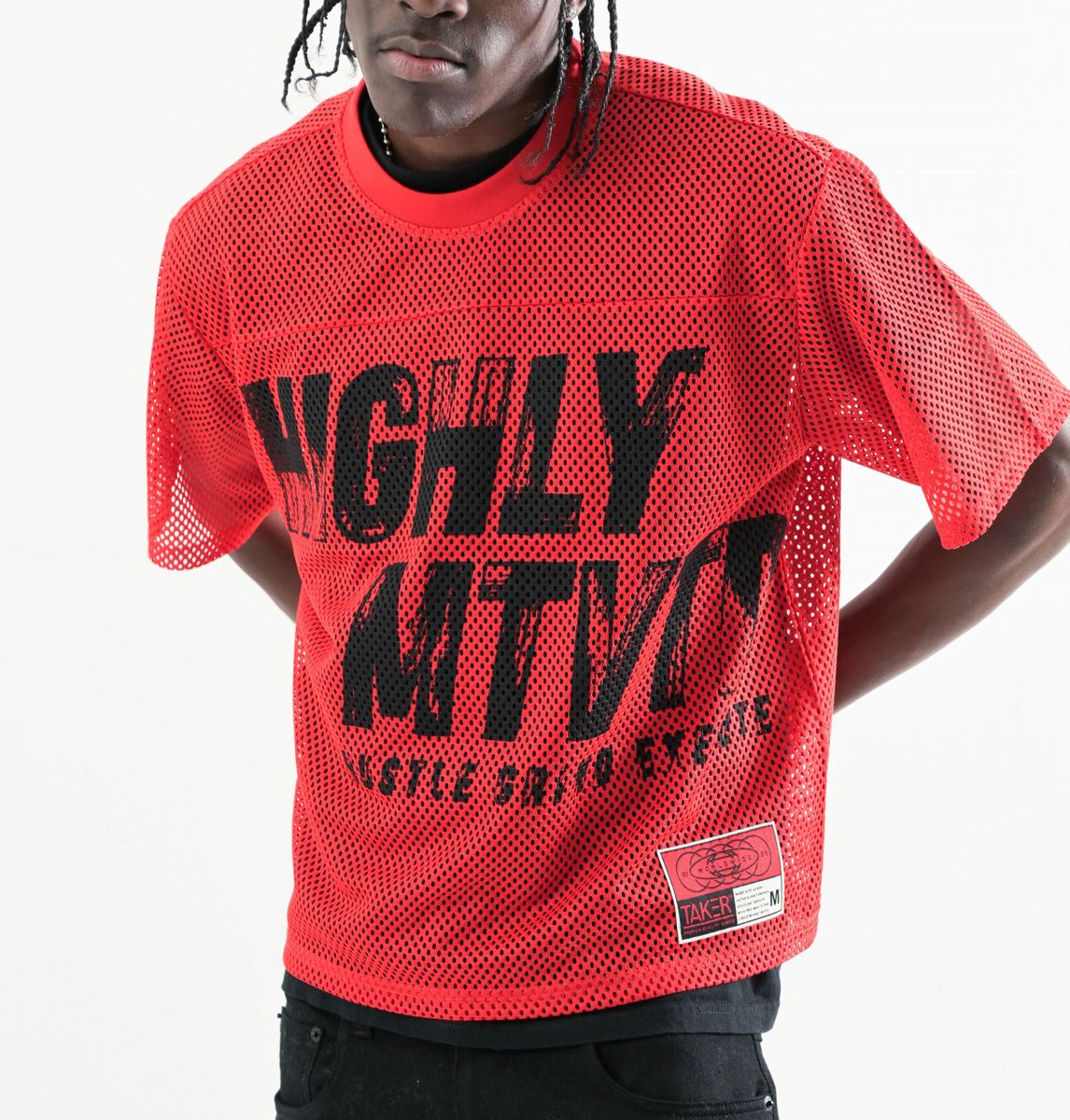 TAKER OVERSIZE CROPPED MESH JERSEY