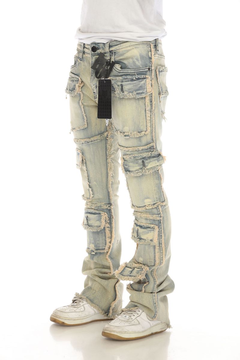 Stylo Jeans - Khaki 7 PKT Stacked Flare