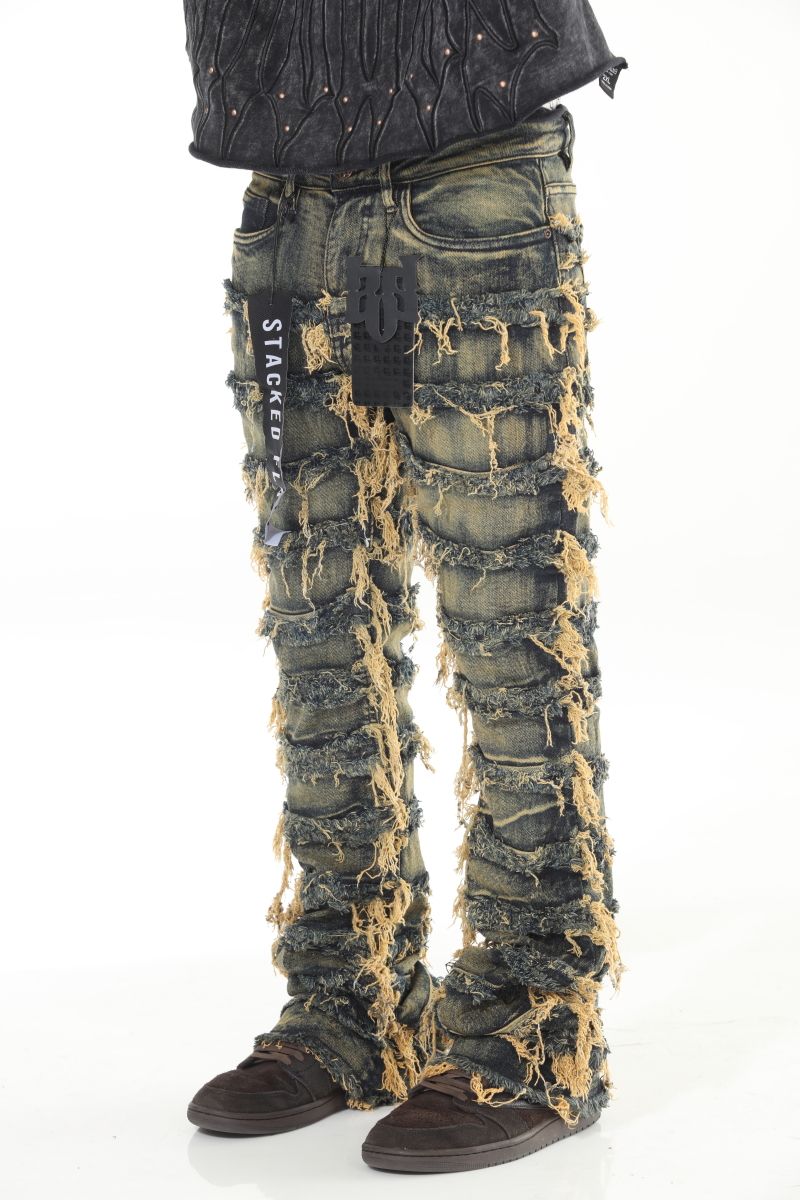 Stylo Jeans - Khaki Cut and Sewn Stacked Flare